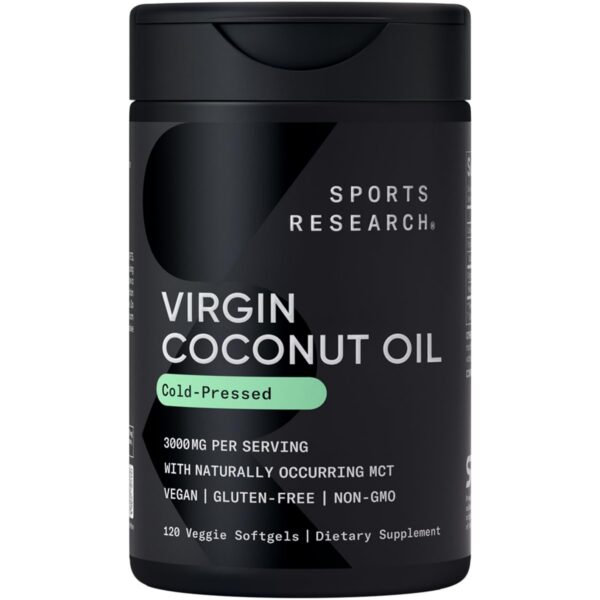 Frasco de Sports Research cápsulas de coco orgánico