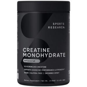 Version 1.0.0 Sports Research Creatine Monohydrate frontal del envase