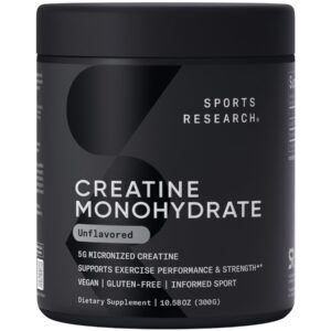 Version 1.0.0 Sports Research Creatine Monohydrate frente de envase