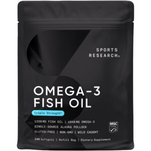 Botella frontal de Sports Research Omega-3 1250 mg