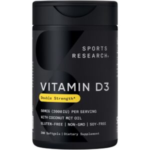 Sports Research Vitamina D3 2000 UI cápsulas líquidas envase frontal