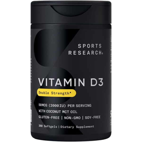 Sports Research Vitamina D3 2000 UI cápsulas líquidas envase frontal