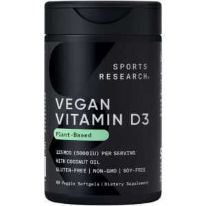 Sports Research vitamina d3 vegana aceite de coco paquete 60