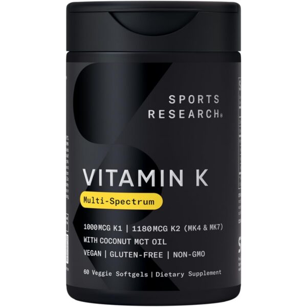 Frasco Sports Research Vitamina K Multi-Espectro 60 cápsulas vegetales