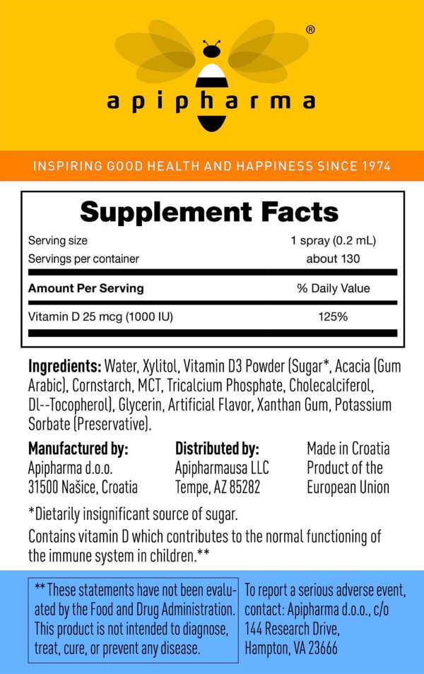 Version 1.0.0 Spray fácil vitamina D3 apipharma para uso infantil