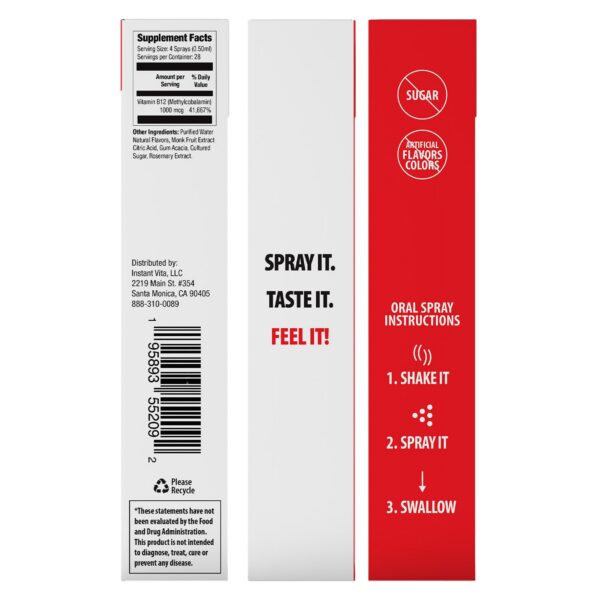 spray líquido energía instantvita con vitamina b12 1000 mcg