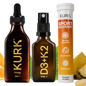 Spray oral de vitamina D3 K2 Kurk para uso fácil y rápido
