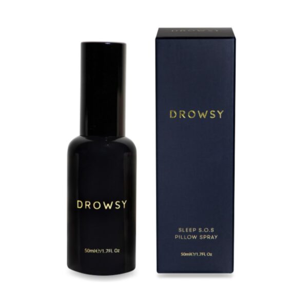 Spray para almohada DROWSY Sleep SOS botella frontal