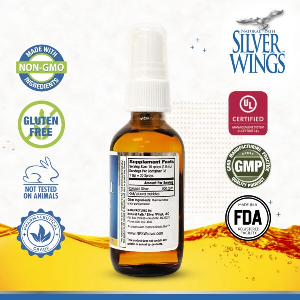 Spray plata coloidal 500ppm natural soporte sistema inmune Silver Wings