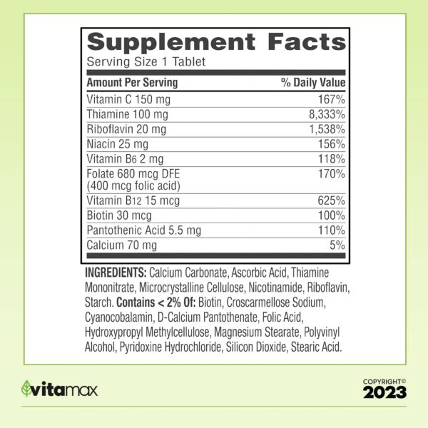 Etiqueta frontal Sprin Val-Ley B-Complex 250 ct