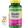 Frasco de Spring Valley Biotin 5000 mcg 240 cápsulas