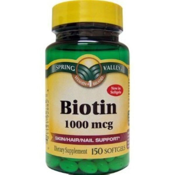 Spring Valley biotina 1000 mcg frasco 150 cápsulas blandas