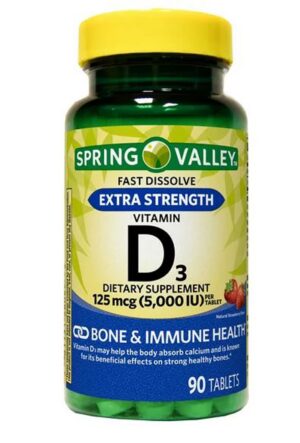 Spring Valley caja tabletas vitamina d3 extra fuerza sabor fresa