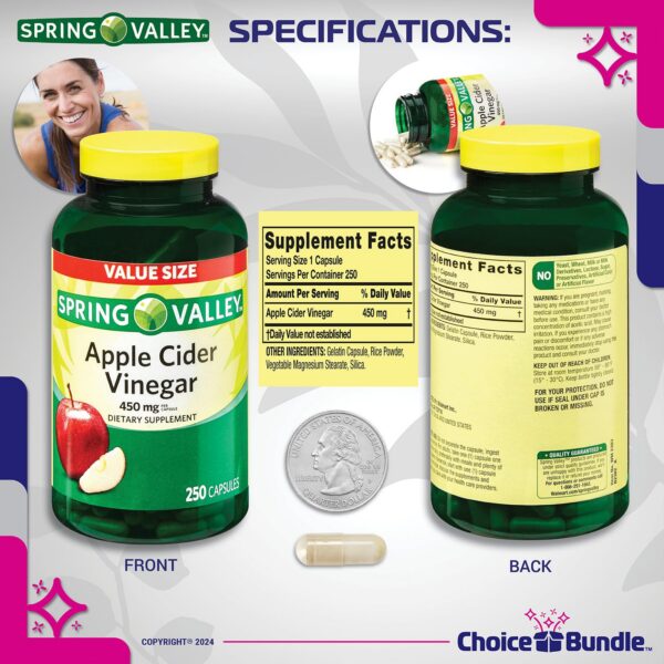 Detalle cápsulas vinagre sidra 450 mg