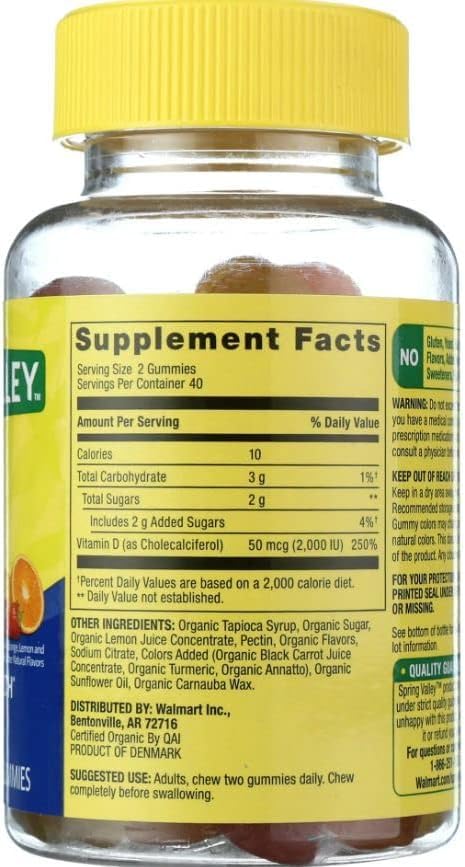 Etiqueta de las gominolas Spring Valley