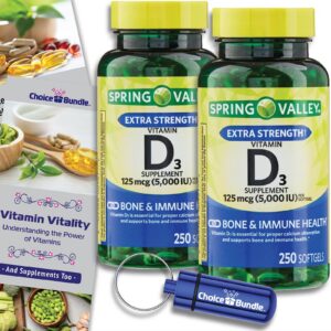 Frontal de la botella Spring Valley D3 Softgels