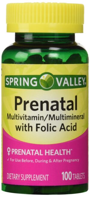 Frente de frasco Spring Valley Prenatal Multivitamin