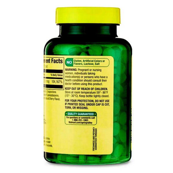 Tabletas disolución rápida Spring Valley Vitamina B12 2500 mcg