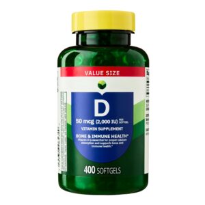 Frontal de la botella Spring Valley Vitamin D 50 mcg