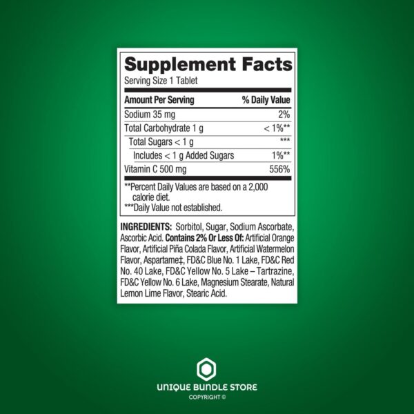 Caja de suplemento con vitamina C 500 mg