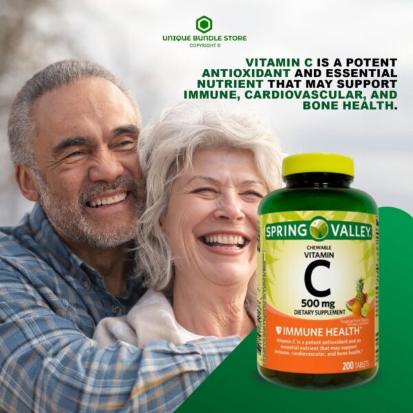 Etiqueta frontal del suplemento Spring Valley C 500 mg