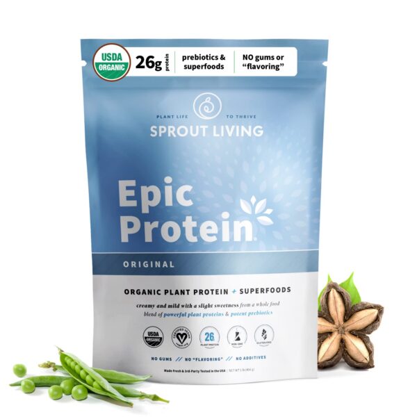 Version 1.0.0 Sprout Living proteina vegetal frente de la caja