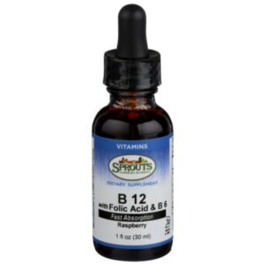 Version 1.0.0 Sprouts gotas líquidas vitamina B12 ácido fólico y B6 botella