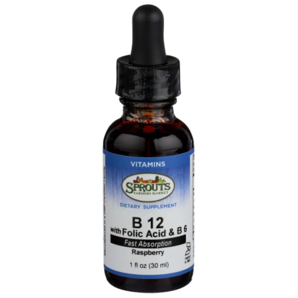 Sprouts gotas líquidas vitamina B12 ácido fólico y B6 botella