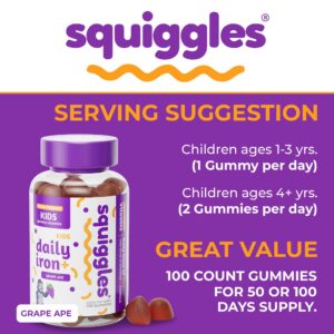 Gomitas Squiggles sabor uva en primer plano