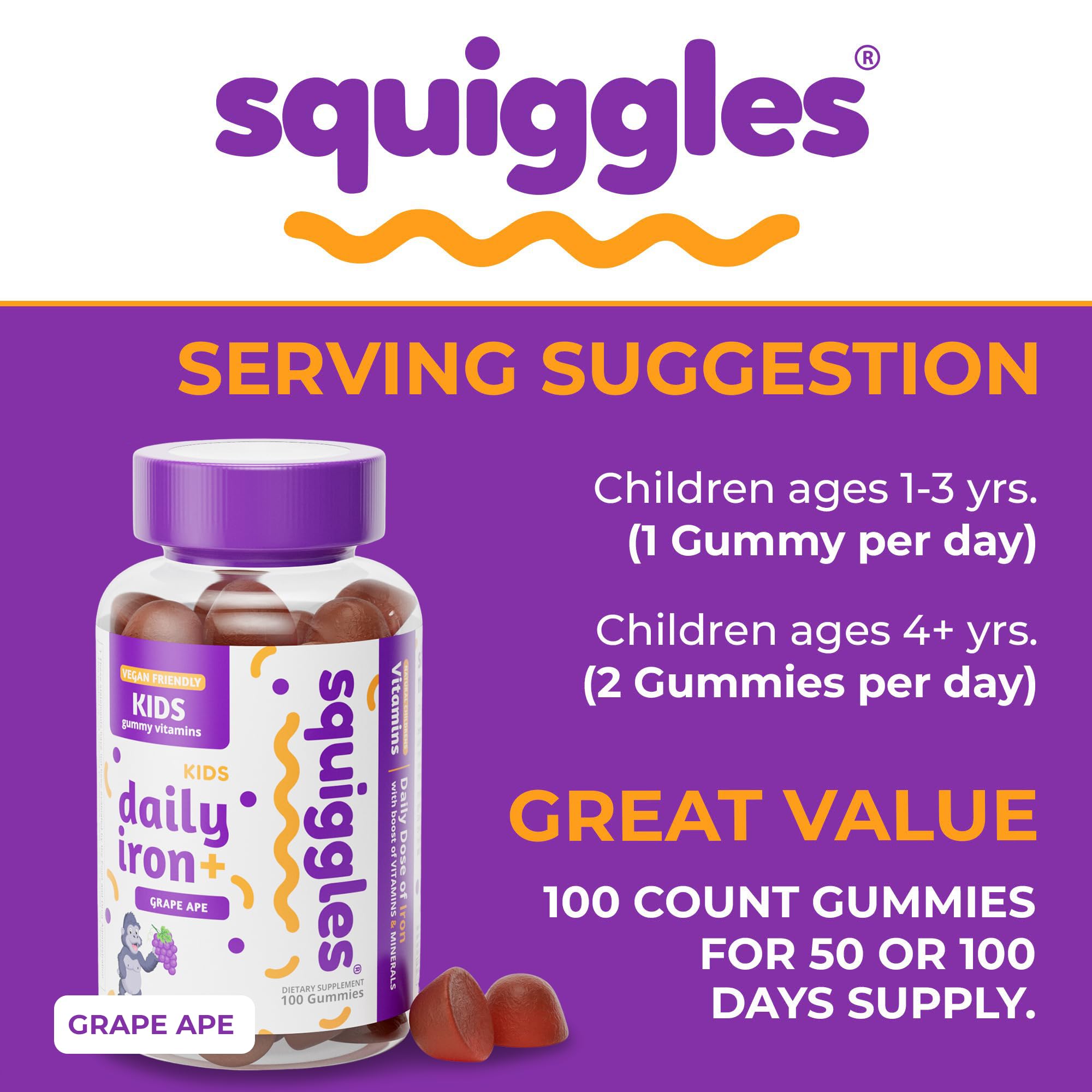 Squiggles Multivitamin Gummies with Iron