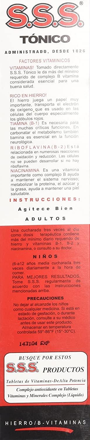 Version 1.0.0 S.S.S. Tónico líquido frasco lateral