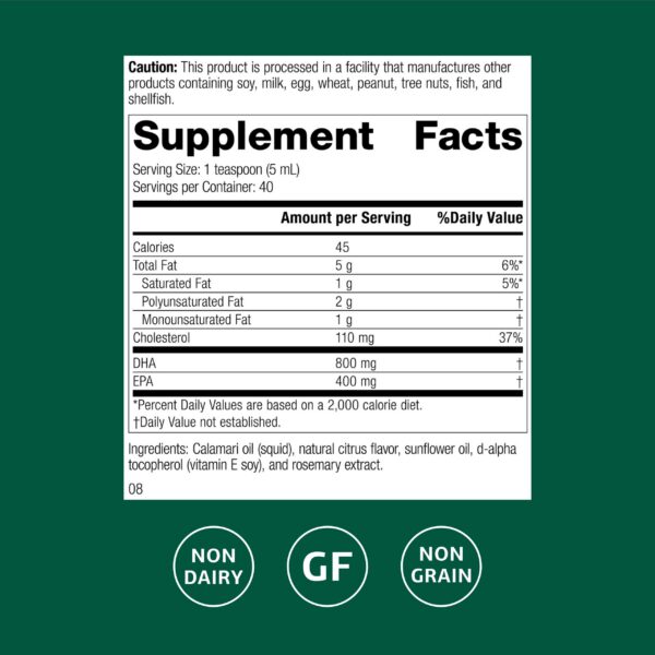Calamari Omega-3 Liquid botella vista lateral