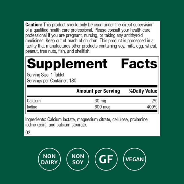 Etiqueta trasera Prolamine Iodine de Standard Process
