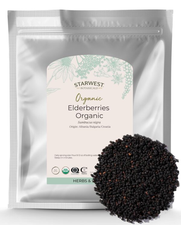 Starwest Botanicals bayas de saúco orgánicas secas 1 libra a granel