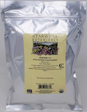 Starwest Botanicals polvo orgánico corteza de roble blanco bolsa 1 lb