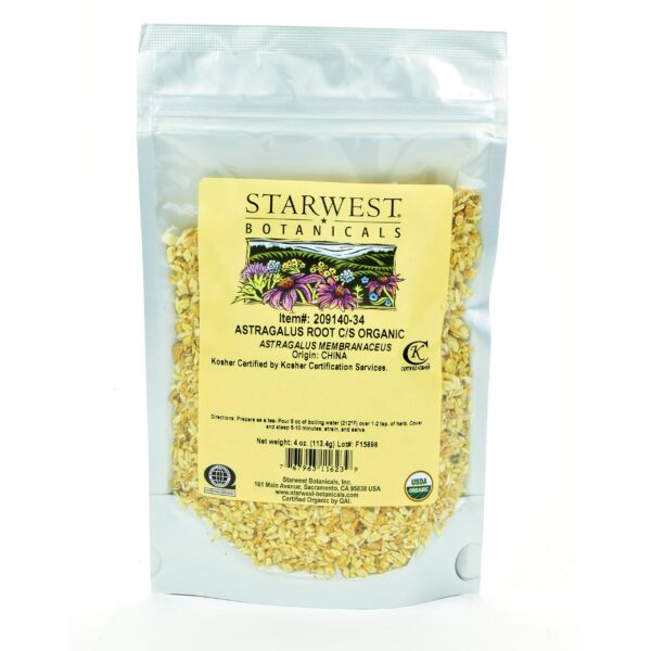 Starwest Botanicals raíz de astrágalo orgánica 4 onzas bolsa resellable