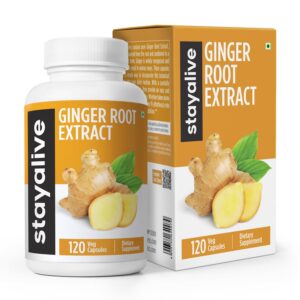 Version 1.0.0 Botella STAY ALIVE cápsulas raíz de jengibre puro 1000 mg