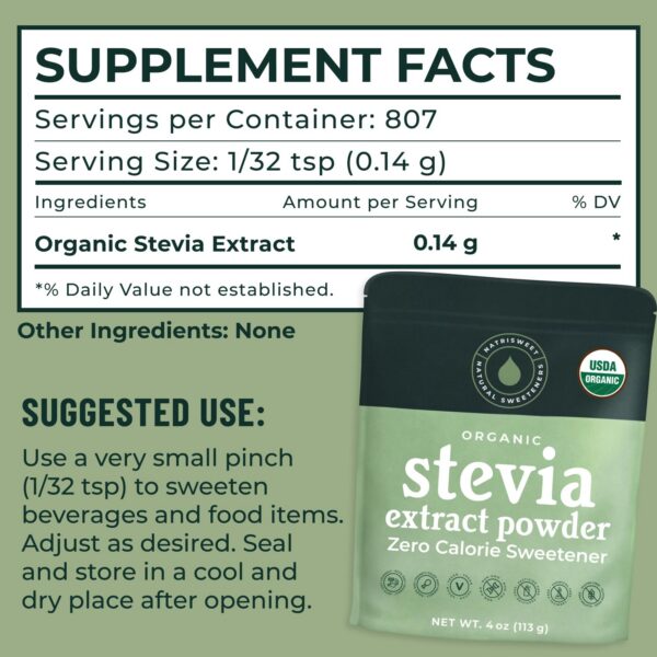Stevia en polvo natural puro para endulzar bebidas y postres