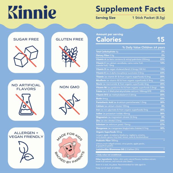 Stick individual Kinnie Kids mezcla multivitamínica naranja