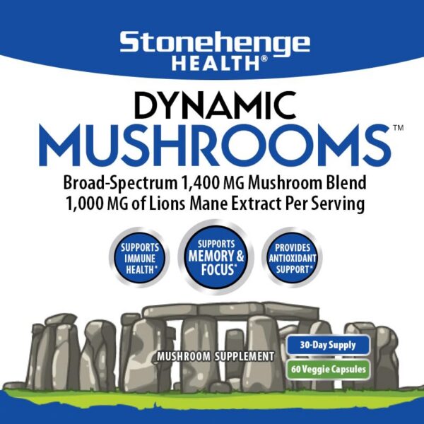 Stonehenge Health frascos de hongos dinámicos para salud cerebral