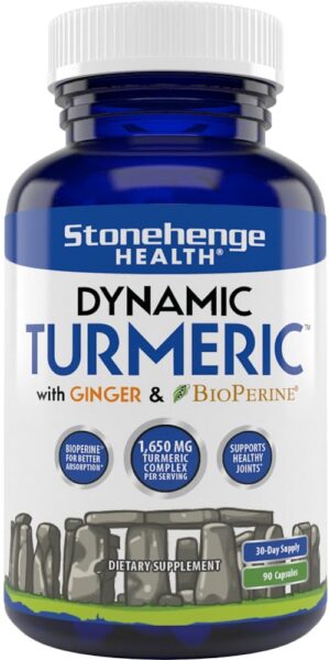 Stonehenge Health suplemento cúrcuma curcumina con jengibre 1650 mg