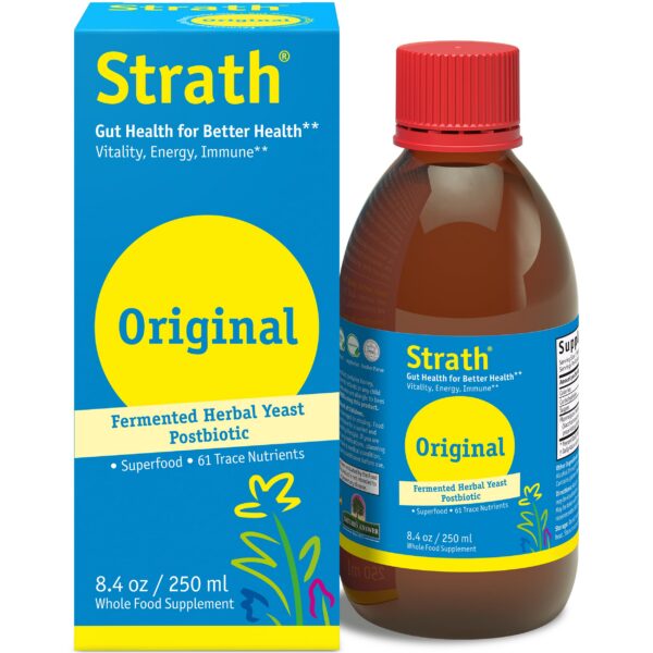 Frente del frasco Strath Nutritional Yeast jarabe