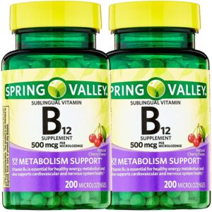 Sublingual vitamina B12 spring valley 500 mcg frasco