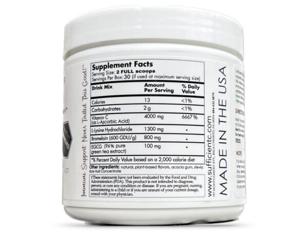 Sufficient-C suplemento en polvo vitamina c limon durazno