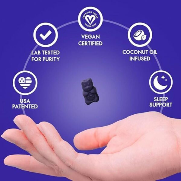 Detalle de etiqueta gomitas Sugarbear para dormir veganas