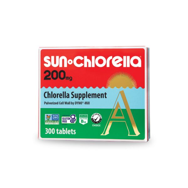 Frasco de Sun Chlorella 200 mg suplemento de alga verde
