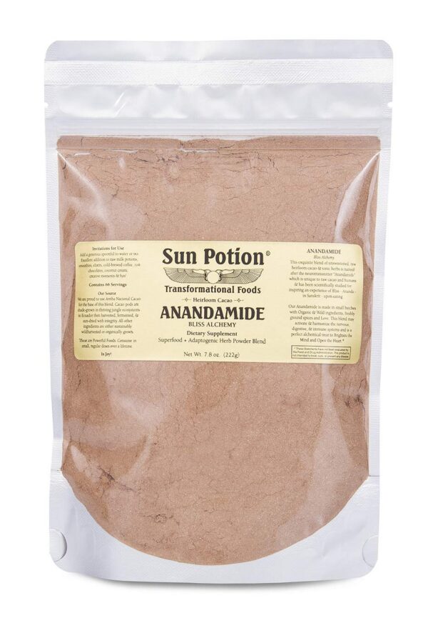 Version 1.0.0 Sun Potion Anandamida orgánica cacao crudo paquete
