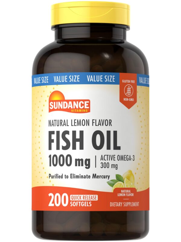 Frasco Sundance Fish Oil Softgels 1000 mg limón