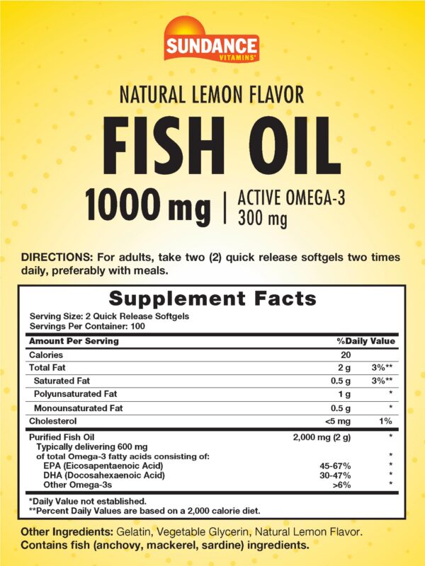 Etiqueta Sundance Fish Oil Softgels 1000 mg