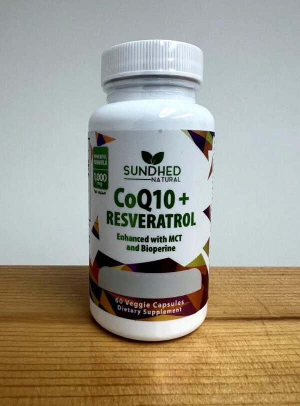 Etiqueta de Sundhed Natural CoQ10 y Resveratrol
